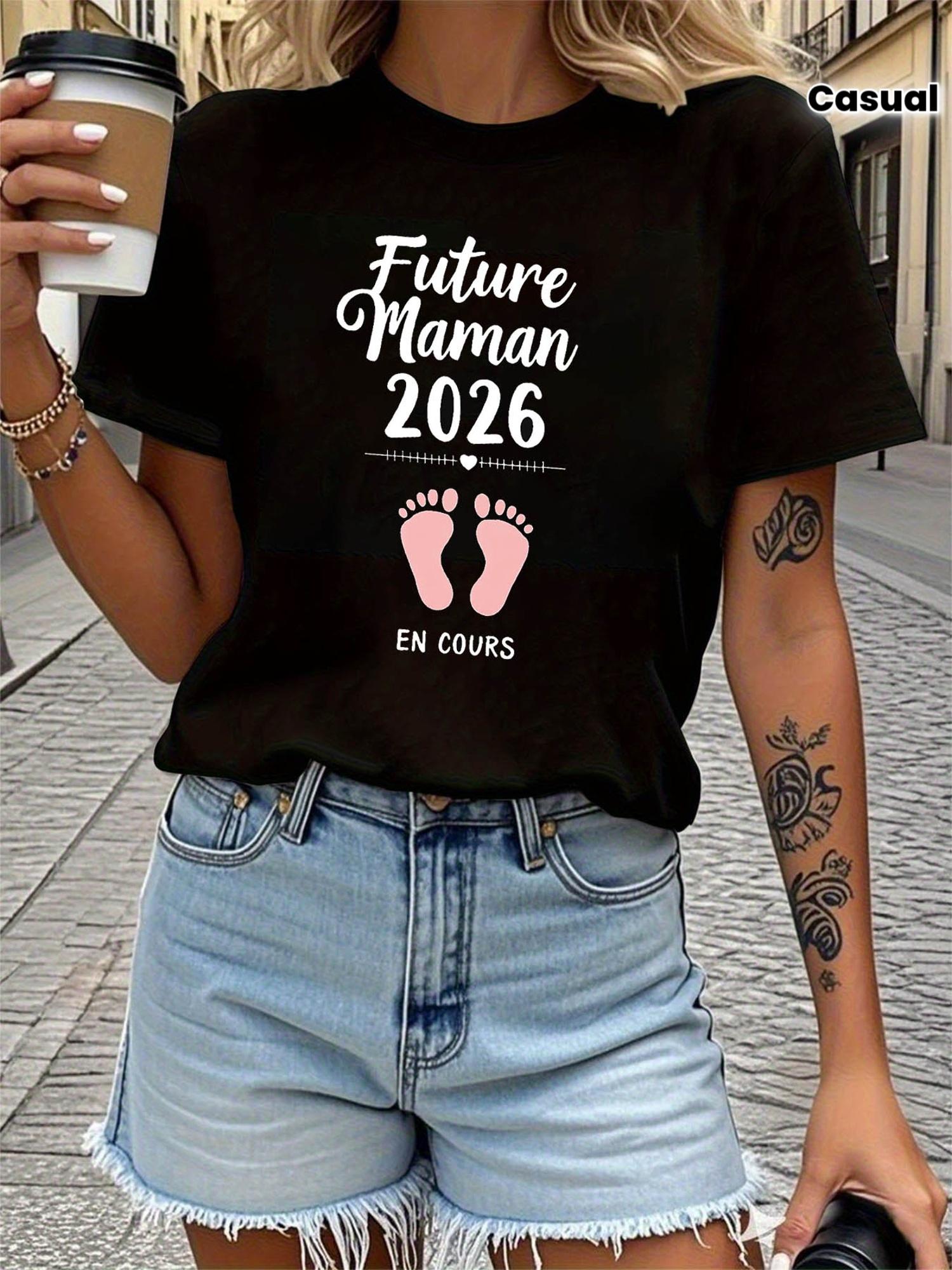French Future Mom Expectant Letter Print T-shirt, Short Sleeve Crew Neck Casual Top for Summer & Spring, Women s Clothing S разноцветный
French Future Mom Expectant Letter Print T-shirt, Short Sleeve Crew Neck Casual Top for Summer & Spring, Women s Clothing S разноцветный