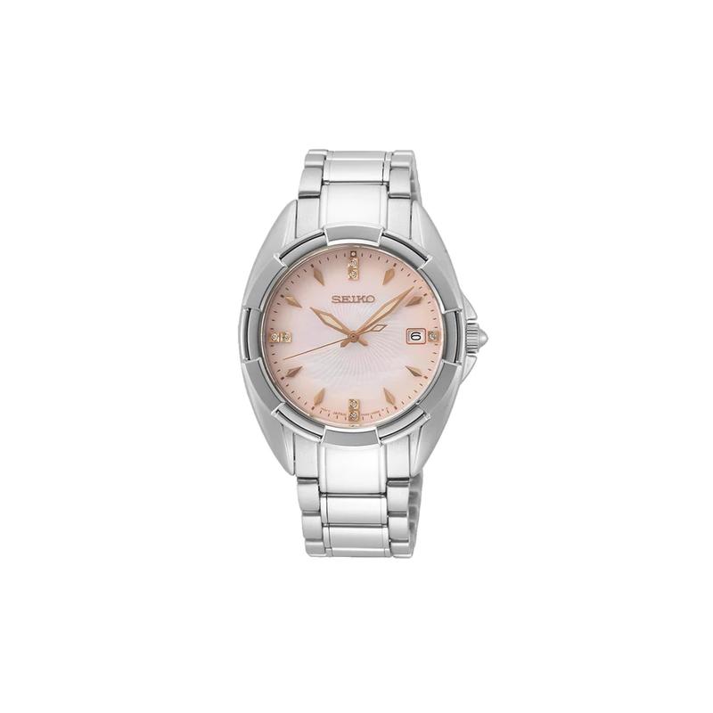 SEIKO 100 meters waterproof and elegant Quartz Steel Strap women s watch pink dial SKK725P
SEIKO 100 meters waterproof and elegant Quartz Steel Strap women s watch pink dial SKK725P