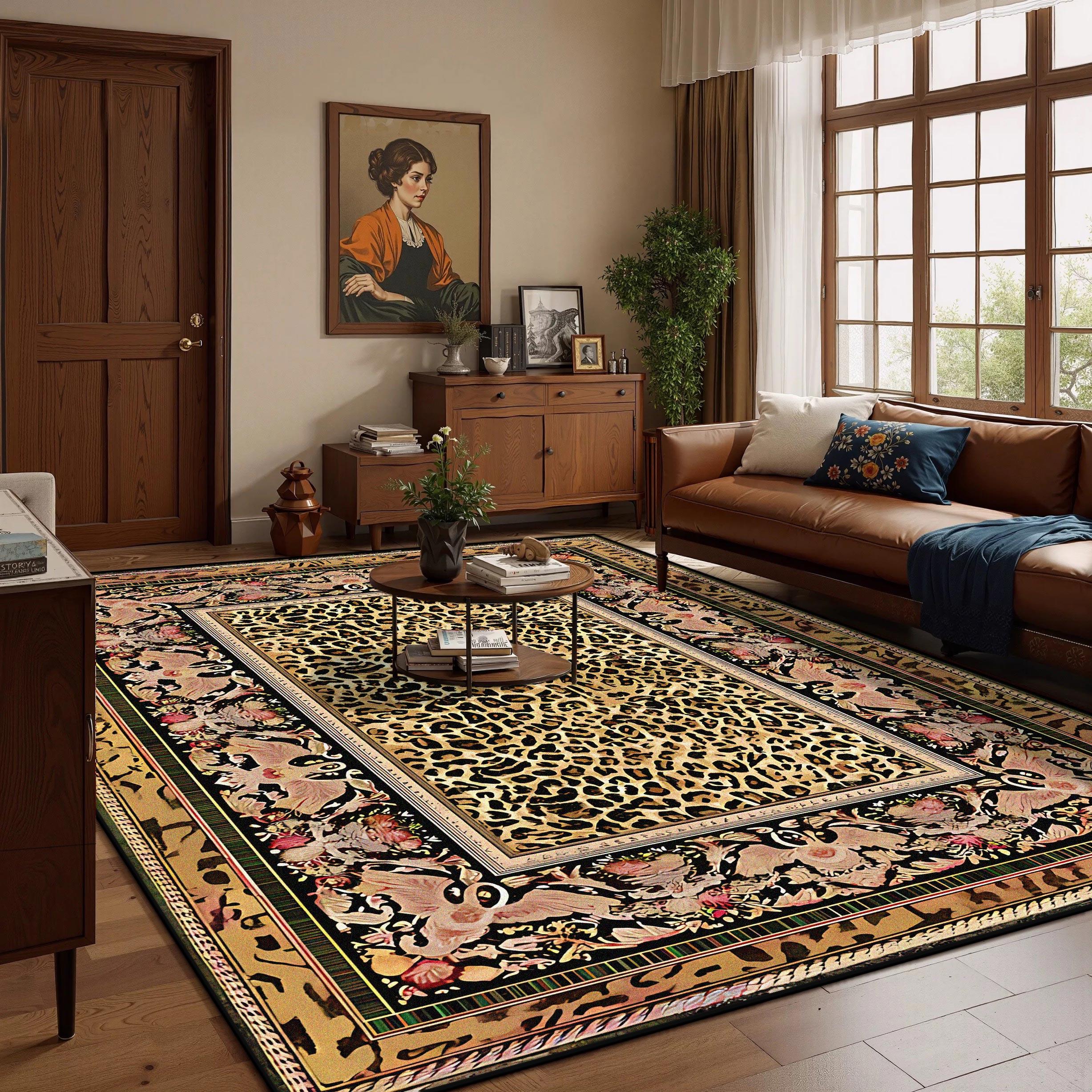 American Retro Luxury Leopard Print Carpet Washable Soft Foot Mat for Living Room Bedroom Large Area Rugs 60x90cm
American Retro Luxury Leopard Print Carpet Washable Soft Foot Mat for Living Room Bedroom Large Area Rugs 60x90cm