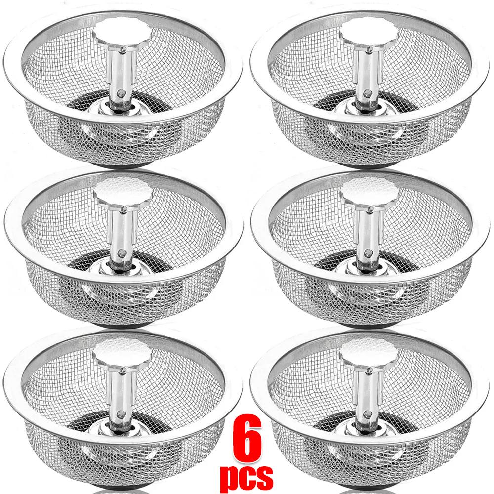 6Pcs Kitchen Sink Strainers with Handle Stopper Sink Drain Basket Stainless Steel Mesh Filter Waste Screen Hole Trap Strainer срібний
6Pcs Kitchen Sink Strainers with Handle Stopper Sink Drain Basket Stainless Steel Mesh Filter Waste Screen Hole Trap Strainer срібний