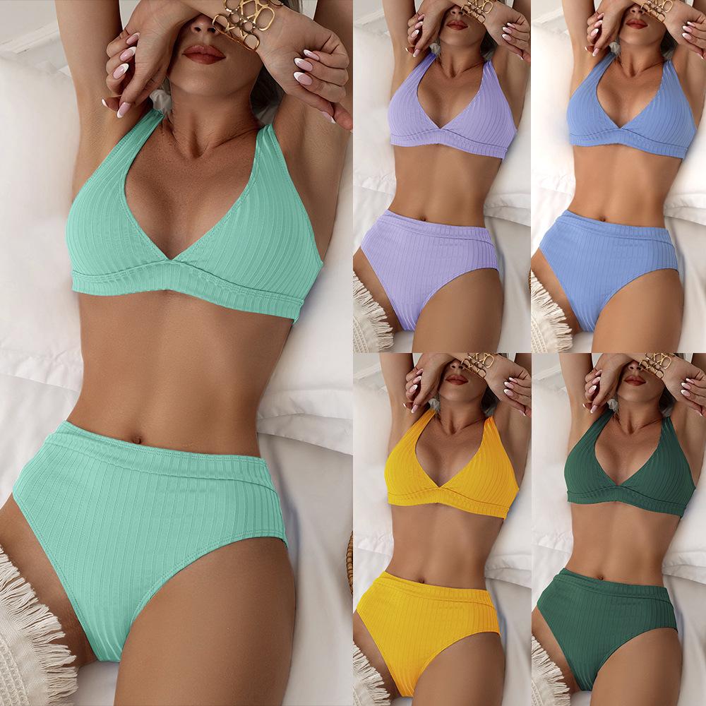 2024 European & American Ribbed Deep V Backless Bikini Swimwear Small темно-зелений колір
2024 European & American Ribbed Deep V Backless Bikini Swimwear Small темно-зелений колір