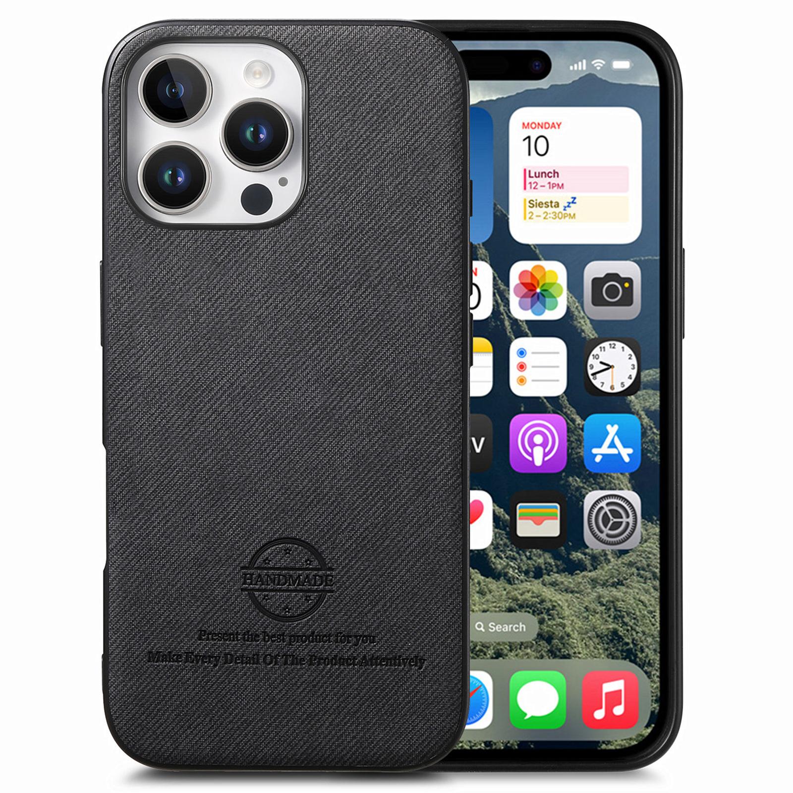 For iPhone 16 Pro Case Cloth Texture Leather+PC+TPU Anti-Drop Phone Cover Black
For iPhone 16 Pro Case Cloth Texture Leather+PC+TPU Anti-Drop Phone Cover Black