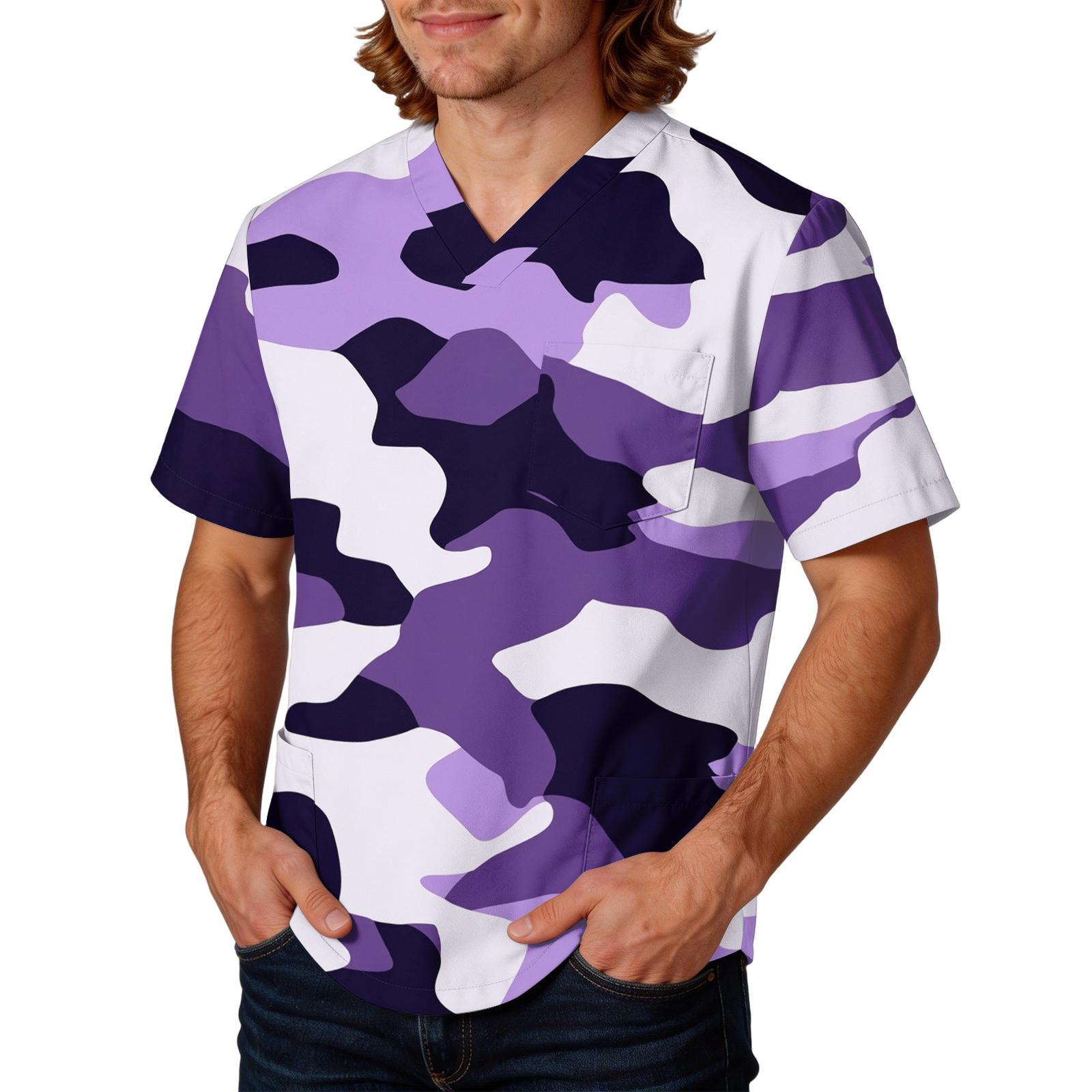 Mens V Neck Scrub Top with Camouflage Print Short Sleeve Classic Fit Lightweight Breathable Uniform Shirt XXXXL
Mens V Neck Scrub Top with Camouflage Print Short Sleeve Classic Fit Lightweight Breathable Uniform Shirt XXXXL