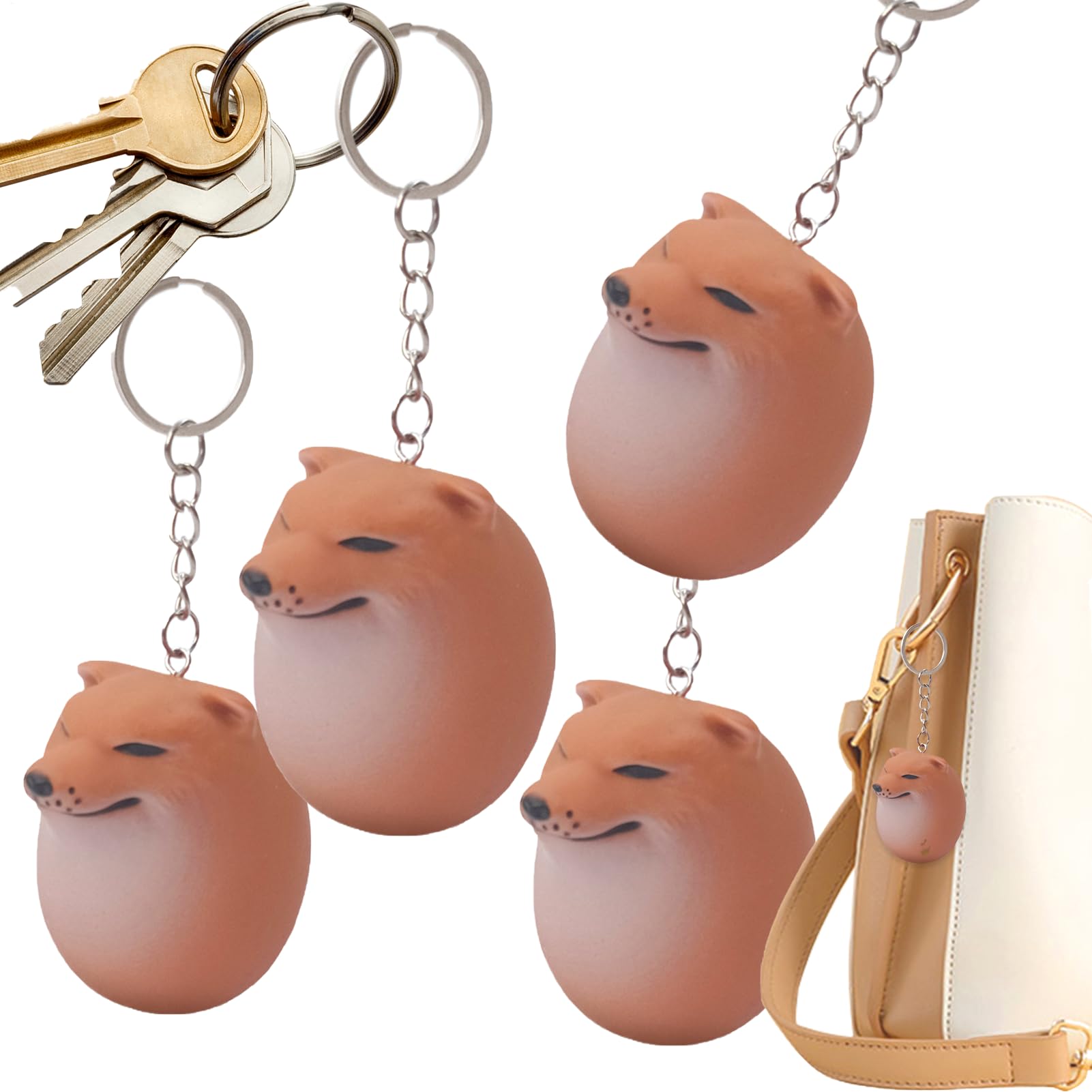 4 Pcs Shibako Key Chain, Shibako Egg Shiba Inu Toy, Dog Egg Soft Squeeze Please refer to the description
4 Pcs Shibako Key Chain, Shibako Egg Shiba Inu Toy, Dog Egg Soft Squeeze Please refer to the description