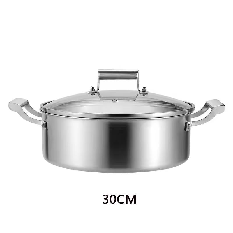 28/30/32/34cm Soup Pot 5 Layer Steel Pot with Glass Lid 304 Stainless Steel Cooking Pot for Gas and Induction Cooker Hot Pot Wok
28/30/32/34cm Soup Pot 5 Layer Steel Pot with Glass Lid 304 Stainless Steel Cooking Pot for Gas and Induction Cooker Hot Pot Wok