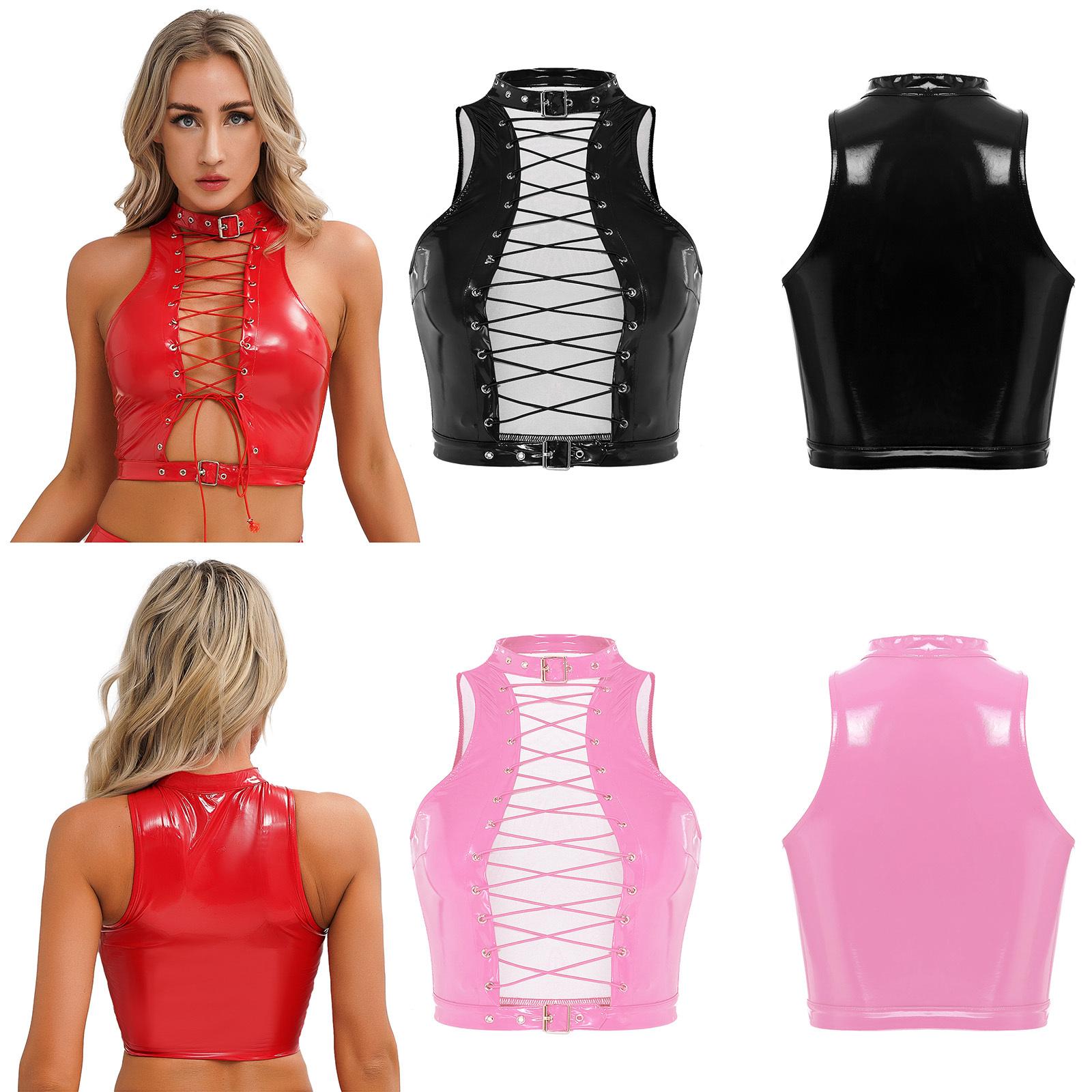 Women Gothic Style Wet Look Crop Top Eyelet Lace Up Detail Patent Leather Sleeveless Club Party Vest S рожевий
Women Gothic Style Wet Look Crop Top Eyelet Lace Up Detail Patent Leather Sleeveless Club Party Vest S рожевий