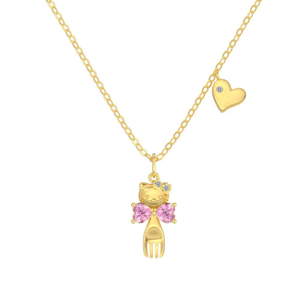 S925 Sterling Silver Clavicle Necklace with Cat Fork Design & KT Bow – Korean & Japanese Light Luxury for Women 925 Silver
S925 Sterling Silver Clavicle Necklace with Cat Fork Design & KT Bow – Korean & Japanese Light Luxury for Women 925 Silver