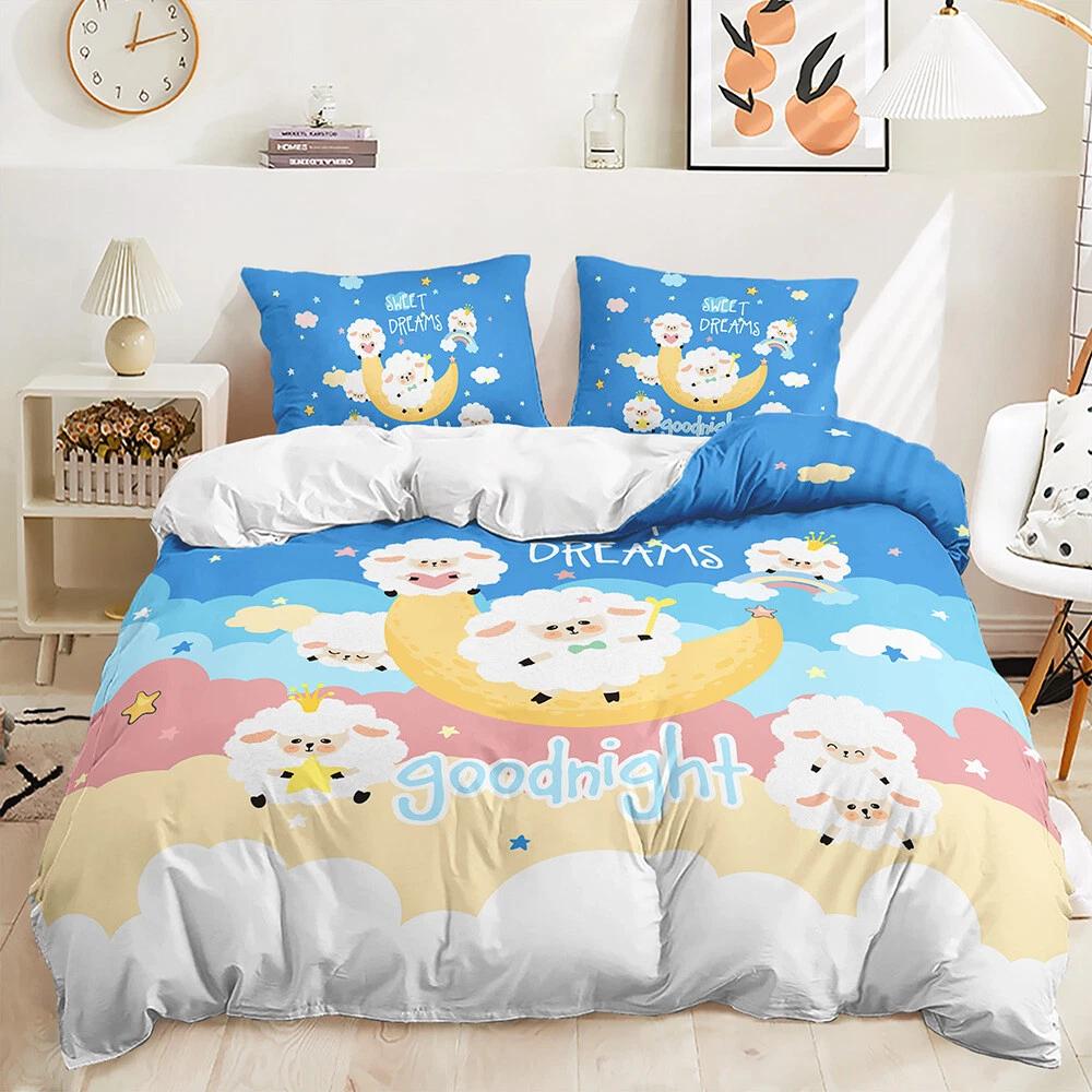 Cute Sheep Bedding Set Kid Gift Full Size Goodnight Theme Duvet Cover Pillowcase 2/3pc Queen Double King Bedroom Home Decoration Baby 100x135cm
Cute Sheep Bedding Set Kid Gift Full Size Goodnight Theme Duvet Cover Pillowcase 2/3pc Queen Double King Bedroom Home Decoration Baby 100x135cm