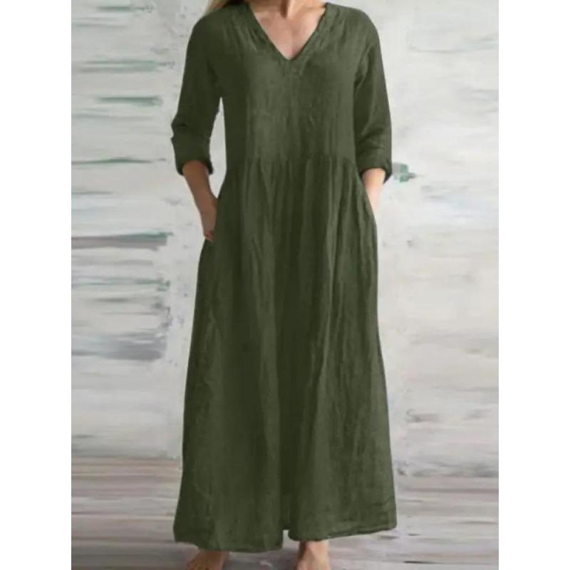 New Women Casual V Neck Half Sleeves Loose Long Maxi Dress Simple Style Cotton Linen Spring Autumn Vestido Lady Dress 5XL зелений
New Women Casual V Neck Half Sleeves Loose Long Maxi Dress Simple Style Cotton Linen Spring Autumn Vestido Lady Dress 5XL зелений