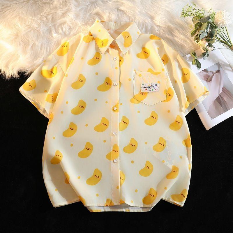 Рубашка с коротким рукавом с принтом бананов для женщин, летний ленивый стиль, свободные универсальные блузки, японский отложной воротник, кардиган, топы M жёлтый
Рубашка с коротким рукавом с принтом бананов для женщин, летний ленивый стиль, свободные универсальные блузки, японский отложной воротник, кардиган, топы M жёлтый