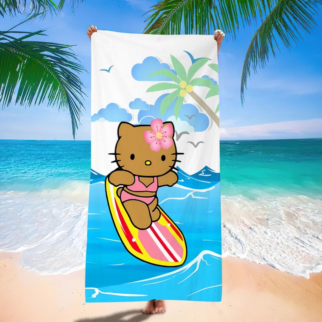 Brown Hello Kitty Surfing Beach Towel Tropical Palm Tree Design Cute Pink Bikini Kitty on Wave Summer Pool Towel for Beach Lover W40*H60(CM)
Brown Hello Kitty Surfing Beach Towel Tropical Palm Tree Design Cute Pink Bikini Kitty on Wave Summer Pool Towel for Beach Lover W40*H60(CM)