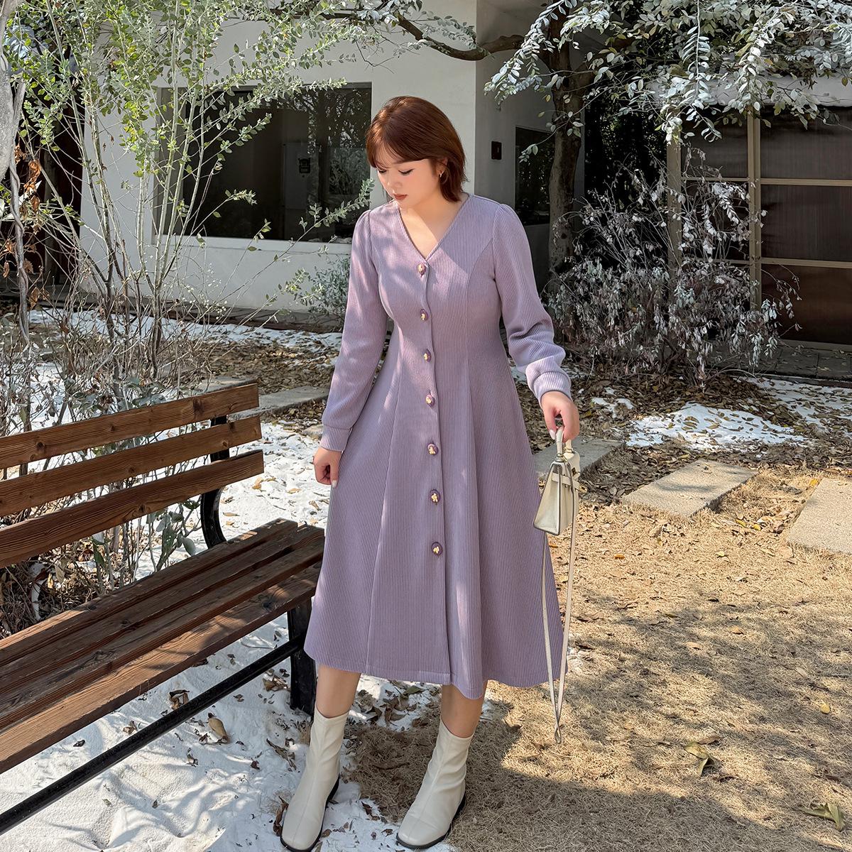 Plus Size Autumn Winter French V-Neck Long Dress for Women 4XL фіолетовий
Plus Size Autumn Winter French V-Neck Long Dress for Women 4XL фіолетовий