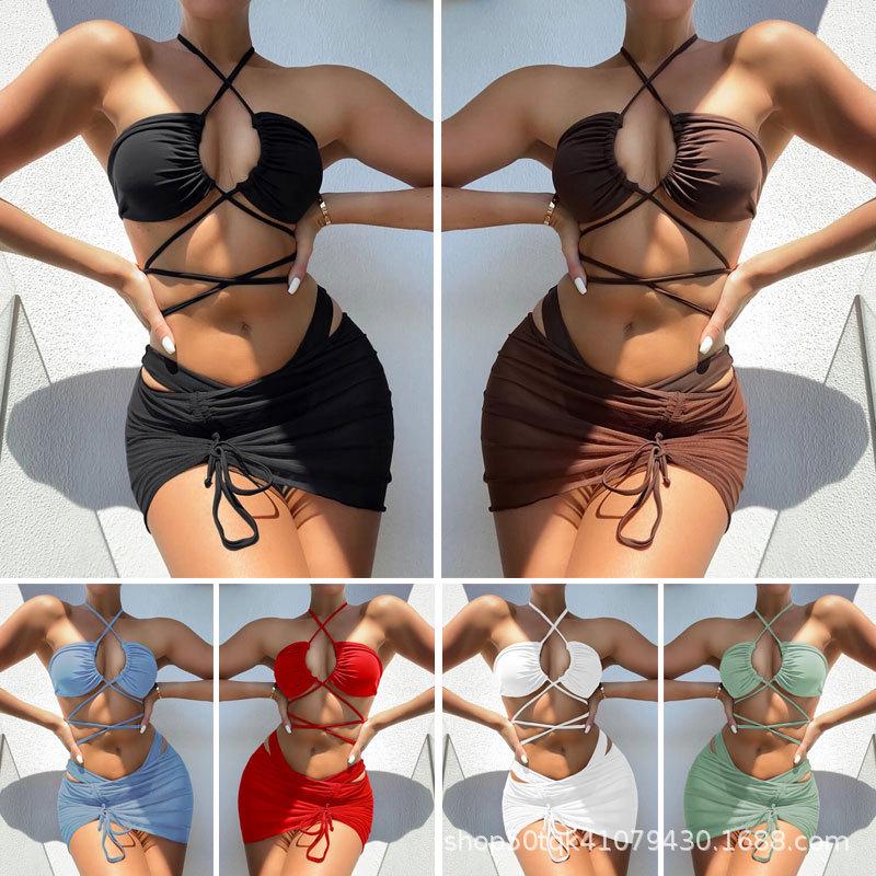 2023 European & American Women s Sexy Bandage Ruched Solid Color Three-Piece Split Swimsuit Bikini 9201. S
2023 European & American Women s Sexy Bandage Ruched Solid Color Three-Piece Split Swimsuit Bikini 9201. S