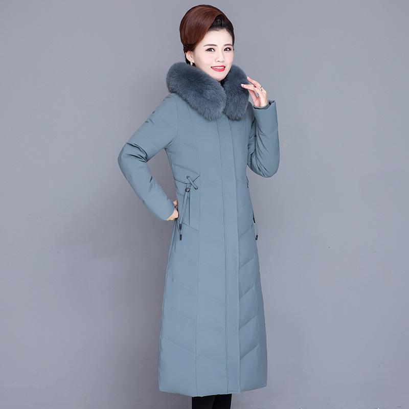 High-end white duck down jacket women s long middle-aged mother s new knee fox fur collar loose coat winter M чорний
High-end white duck down jacket women s long middle-aged mother s new knee fox fur collar loose coat winter M чорний
