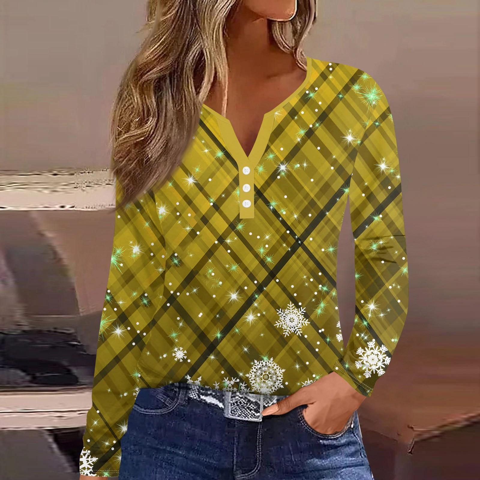 Женская футболка с прямыми плечами и рождественским принтом, длинными рукавами, прямыми плечами и V-образным вырезом на пуговицах S золотой
Женская футболка с прямыми плечами и рождественским принтом, длинными рукавами, прямыми плечами и V-образным вырезом на пуговицах S золотой