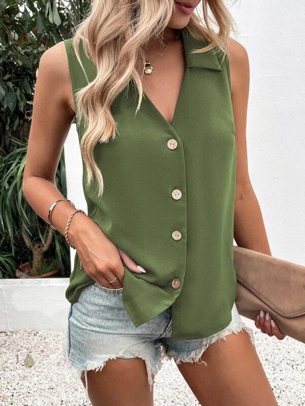 2026 Women s Solid V-Neck Chiffon Sleeveless Twisted Button Vest 3XL армія зелений колір
2026 Women s Solid V-Neck Chiffon Sleeveless Twisted Button Vest 3XL армія зелений колір