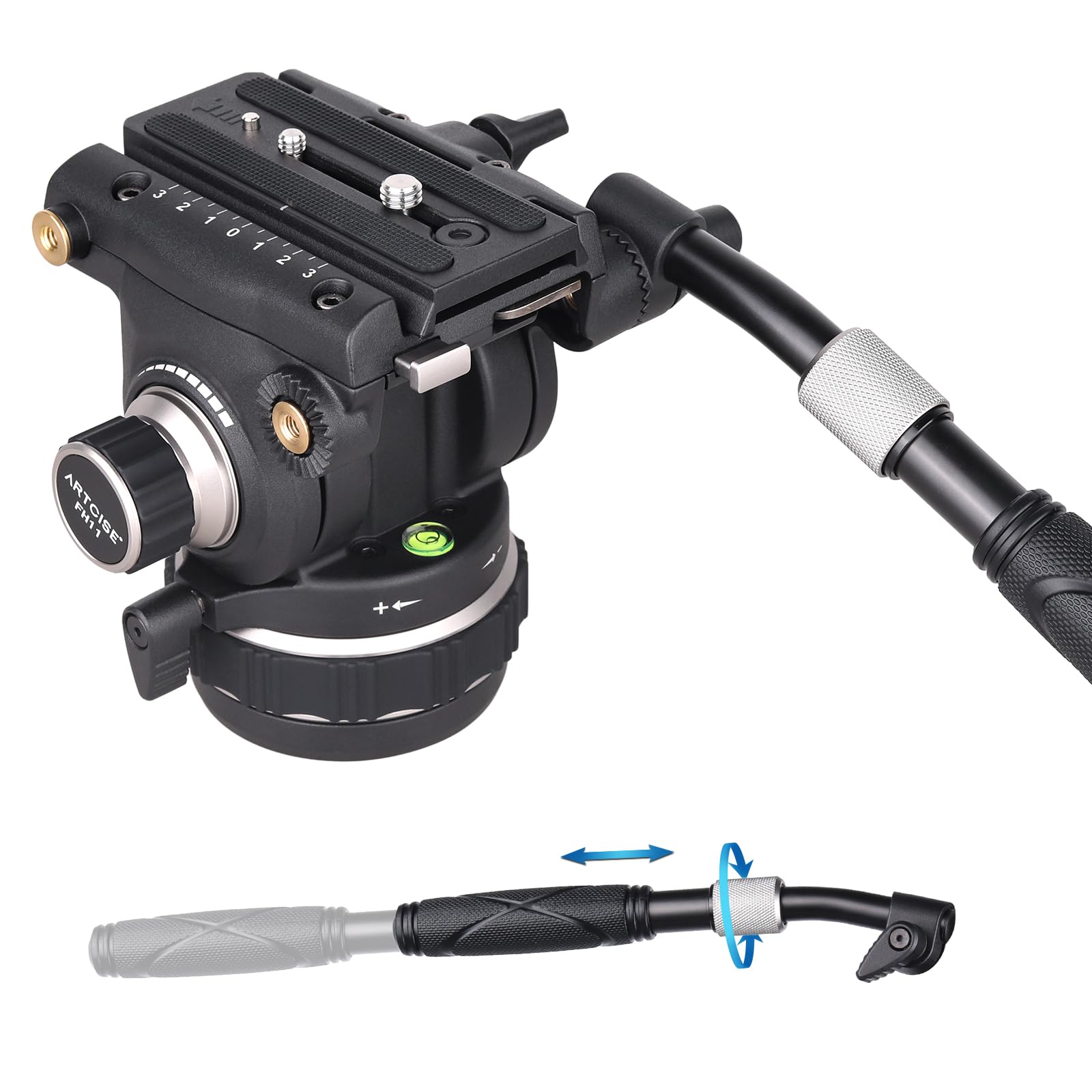 ARTCISE Fluid Video Head with Adjustable Aluminum Alloy Tripod Head with Handle for Maximum Load Capacity 12kg Damping, DSLR/Digital/SLR/Camera Video,
ARTCISE Fluid Video Head with Adjustable Aluminum Alloy Tripod Head with Handle for Maximum Load Capacity 12kg Damping, DSLR/Digital/SLR/Camera Video,