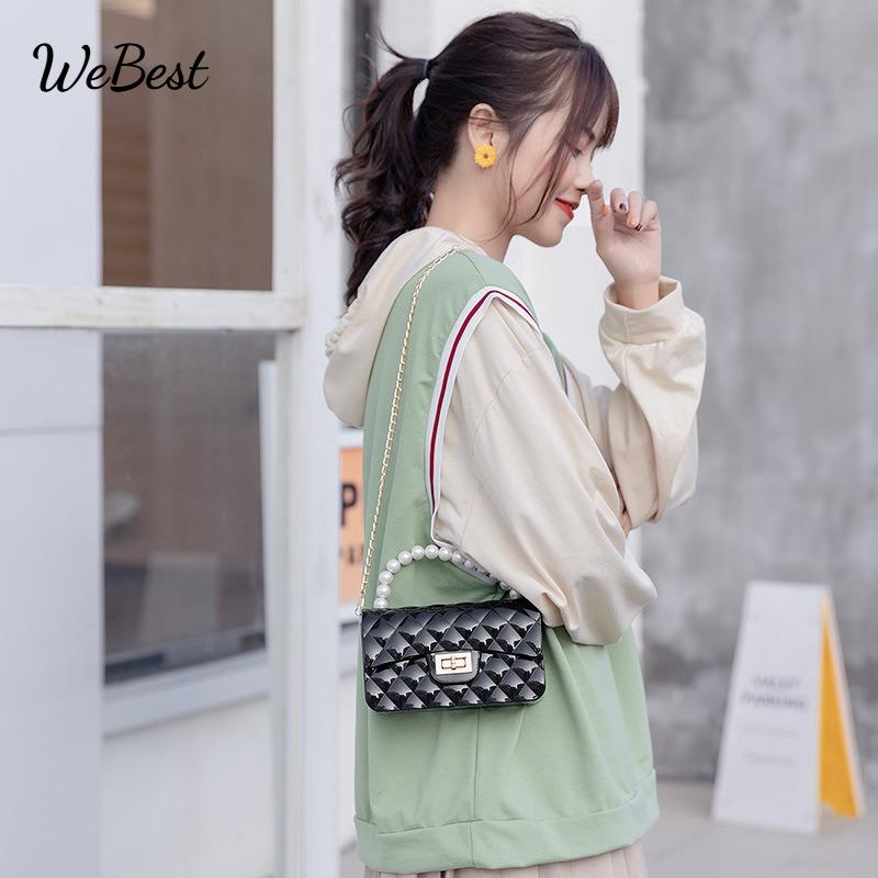 Желейна квадратна сумка з перловими акцентами Жіноча силіконова сумка через плече чорний
Желейна квадратна сумка з перловими акцентами Жіноча силіконова сумка через плече чорний