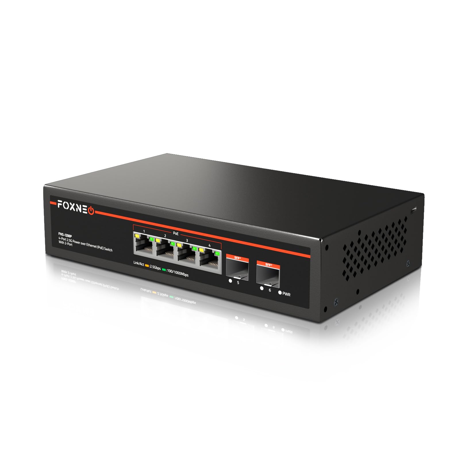 FOXNEO Switching Hub Equipped with PoE function 6 ports and 2x10G Each port 30W Compatible with total 75W Switching hub for individuals and homes
FOXNEO Switching Hub Equipped with PoE function 6 ports and 2x10G Each port 30W Compatible with total 75W Switching hub for individuals and homes