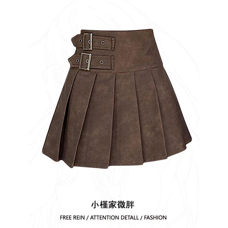Sweet and Spicy PU Leather Slightly Fat Sister Half Body Pleated Skirt Brown M
Sweet and Spicy PU Leather Slightly Fat Sister Half Body Pleated Skirt Brown M