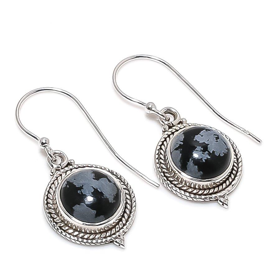 Natural Snowflake Obsidian Gemstone 925 Solid Sterling Silver Earring 1.25 t0L97
Natural Snowflake Obsidian Gemstone 925 Solid Sterling Silver Earring 1.25 t0L97