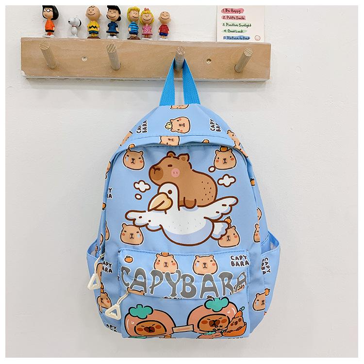 Школьный рюкзак Капибара милый повседневный школьный рюкзак для мальчиков и девочек 3-6 лет легкий нейлоновый школьный рюкзак тренд синий