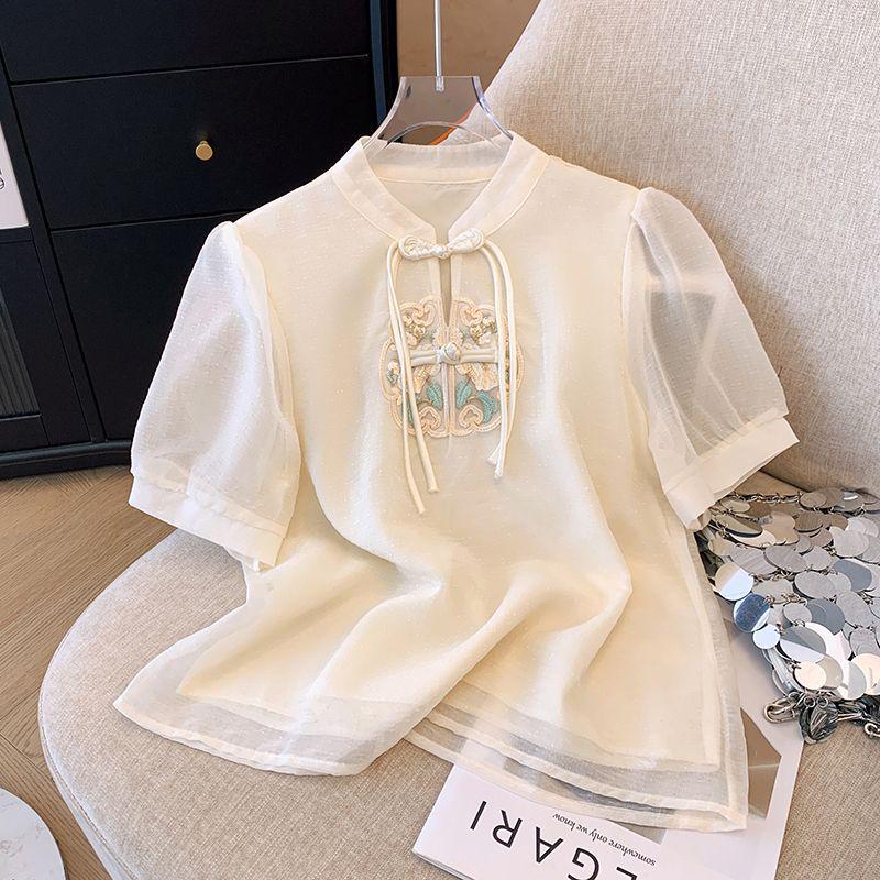 Women s Summer Plus Size Chiffon Short-Sleeve Top with Chinese Embroidery and Frog Buttons M for under 100 lbs
Women s Summer Plus Size Chiffon Short-Sleeve Top with Chinese Embroidery and Frog Buttons M for under 100 lbs