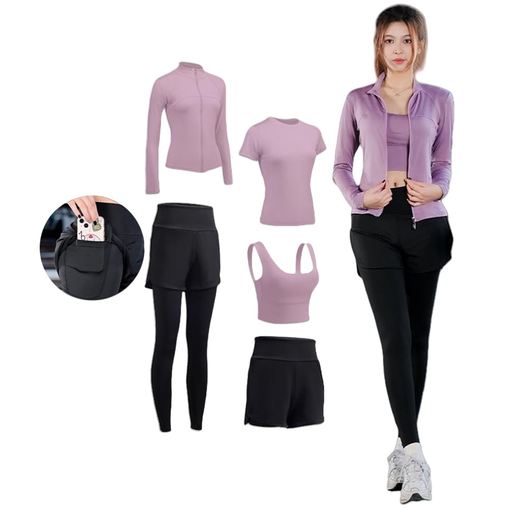Спортивная одежда MiraiHiraki Идеально подходит для и и Включает спортивные размеры плюс и Спортивные и Дышащий размер Женский комплект из 5 предметов, Йога, Тренировки, Бег, фиолетовый
Спортивная одежда MiraiHiraki Идеально подходит для и и Включает спортивные размеры плюс и Спортивные и Дышащий размер Женский комплект из 5 предметов, Йога, Тренировки, Бег, фиолетовый
