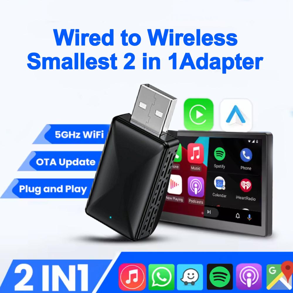 NEW Wired to Wireless Carplay Android Auto 2in1 Mini Adapter Dongle Auto Connect Plug&Play Bluetooth WiFi Universal Mini Box
NEW Wired to Wireless Carplay Android Auto 2in1 Mini Adapter Dongle Auto Connect Plug&Play Bluetooth WiFi Universal Mini Box