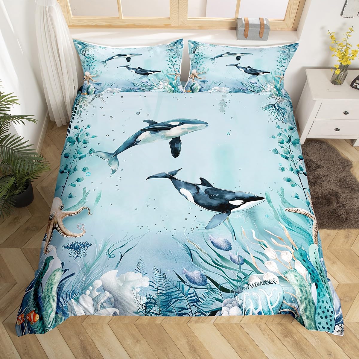 Whale Duvet Covers For Kids Teens Quilt Covers Queen Twin Size Lightweight Down Room Decor 2 Pillowcases 1 Duvet Cover No Quilt EU Single(135*200cm)3pcs
Whale Duvet Covers For Kids Teens Quilt Covers Queen Twin Size Lightweight Down Room Decor 2 Pillowcases 1 Duvet Cover No Quilt EU Single(135*200cm)3pcs