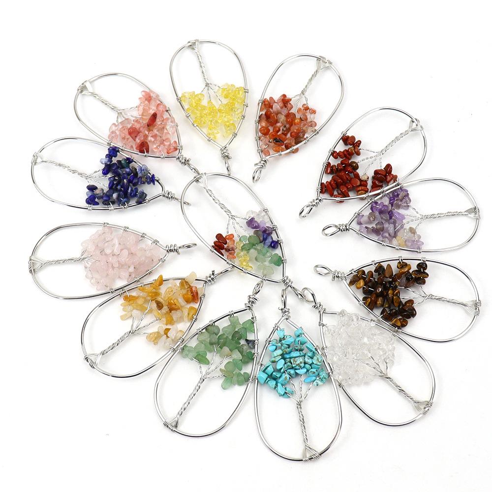 Natural Gravel Crystal Tree Of Life, Colorful Natural Stone Water Drop Fortune Tree Necklace N56
Natural Gravel Crystal Tree Of Life, Colorful Natural Stone Water Drop Fortune Tree Necklace N56