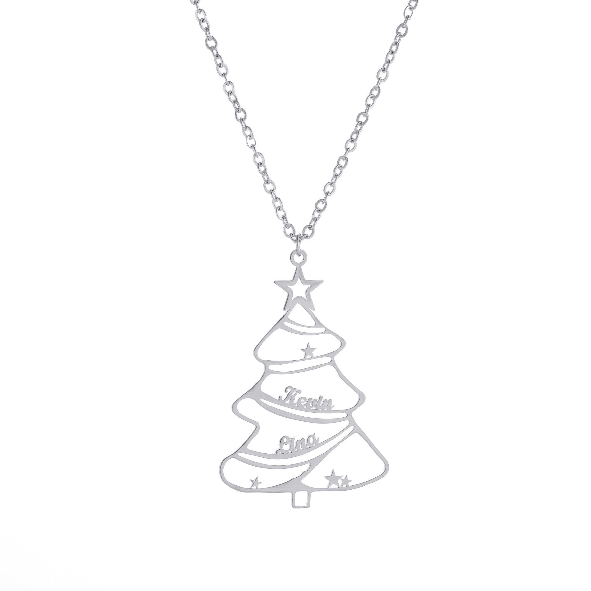 Customized Stainless Steel Christmas Tree Name Necklace - Festive Gift Specify Font on Order срібний
Customized Stainless Steel Christmas Tree Name Necklace - Festive Gift Specify Font on Order срібний
