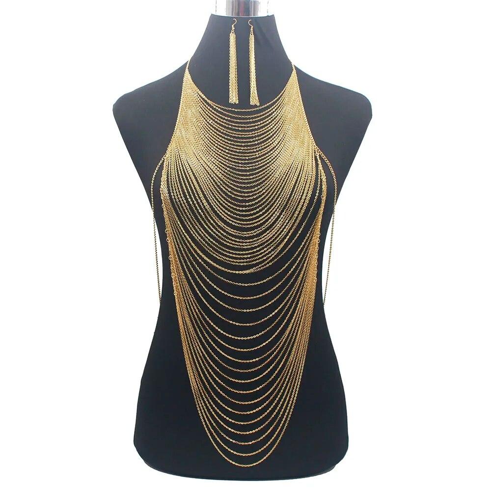 Luxury Bra costumes Shiny Sexy Body Belly Gold Silver Color Full chain Body Chain Bra Necklace Tassel Waist Jewelry
Luxury Bra costumes Shiny Sexy Body Belly Gold Silver Color Full chain Body Chain Bra Necklace Tassel Waist Jewelry