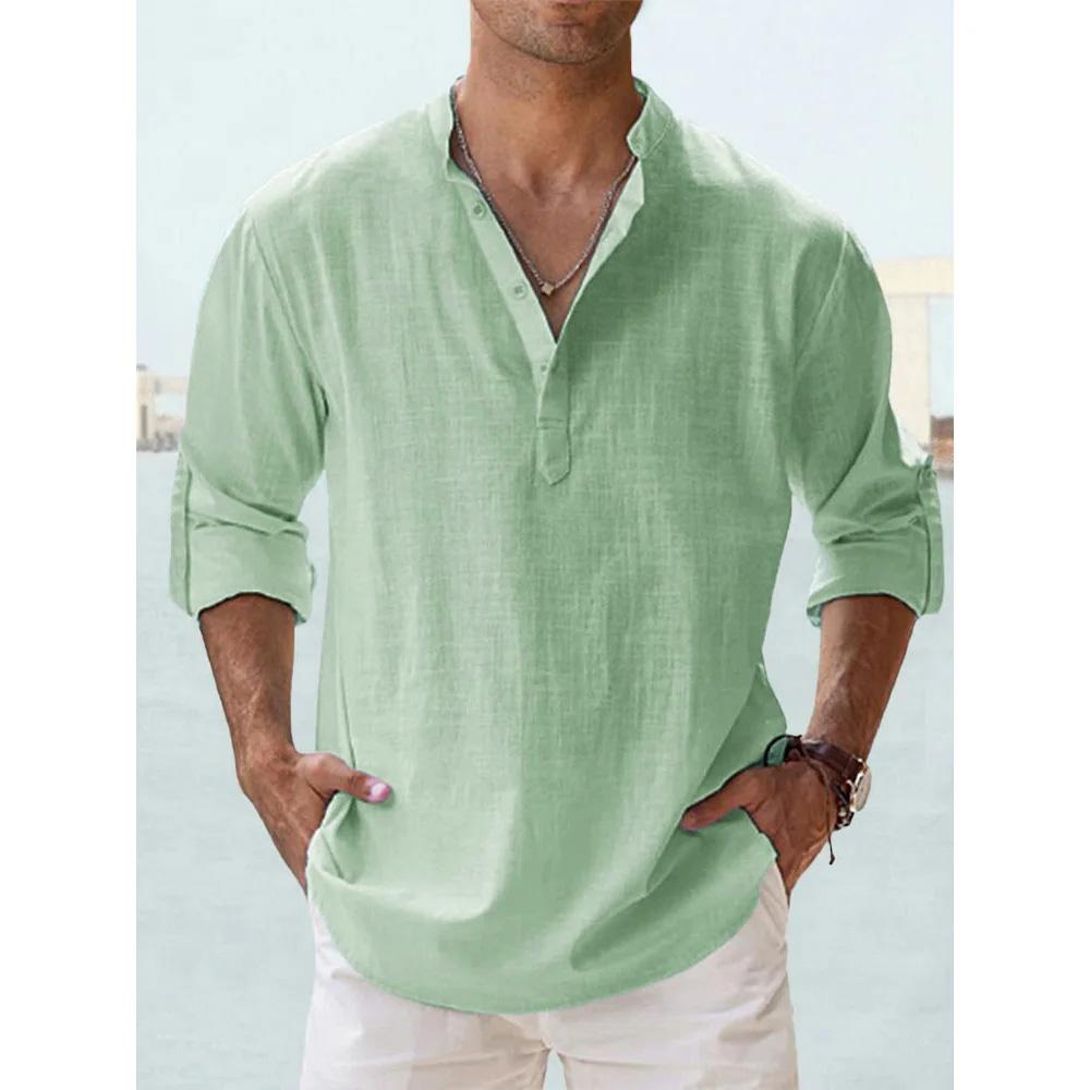 Cotton Linen Men s Short-Sleeved Shirts Summer Solid Color Henley Collar Casual Beach Style Hawaiian Vacation XS зелений
Cotton Linen Men s Short-Sleeved Shirts Summer Solid Color Henley Collar Casual Beach Style Hawaiian Vacation XS зелений