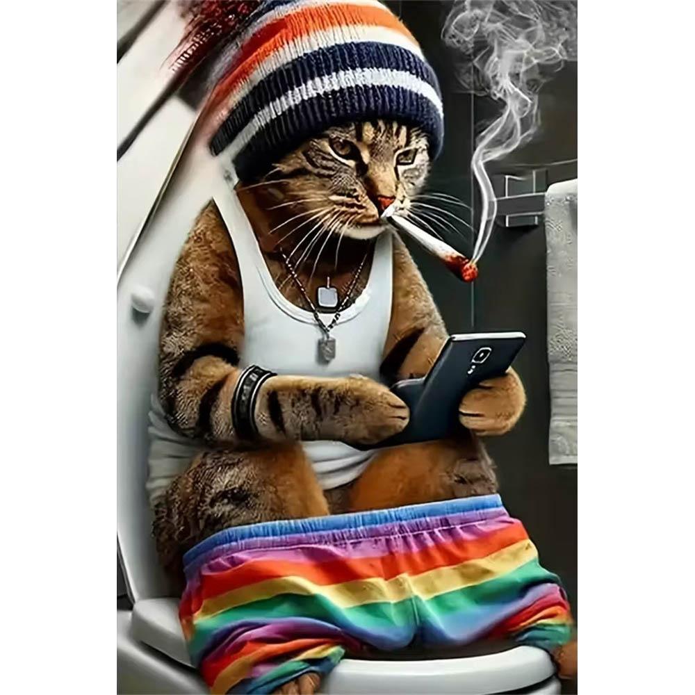Smoking Cat 5D Rhinestone Gemstone Painting Art Set, DIY Round Diamond Crystal Diamond Art Craft, Home Decoration Gift Round 20x30cm
Smoking Cat 5D Rhinestone Gemstone Painting Art Set, DIY Round Diamond Crystal Diamond Art Craft, Home Decoration Gift Round 20x30cm
