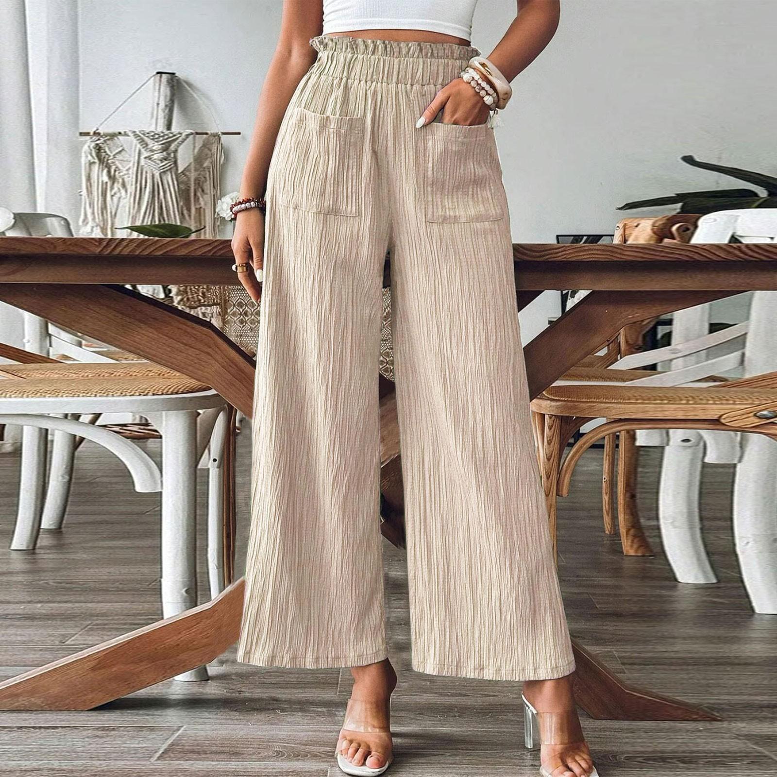 Women s Casual Lightweight Belted Solid Color Pleated Straight Pants L бежевий
Women s Casual Lightweight Belted Solid Color Pleated Straight Pants L бежевий