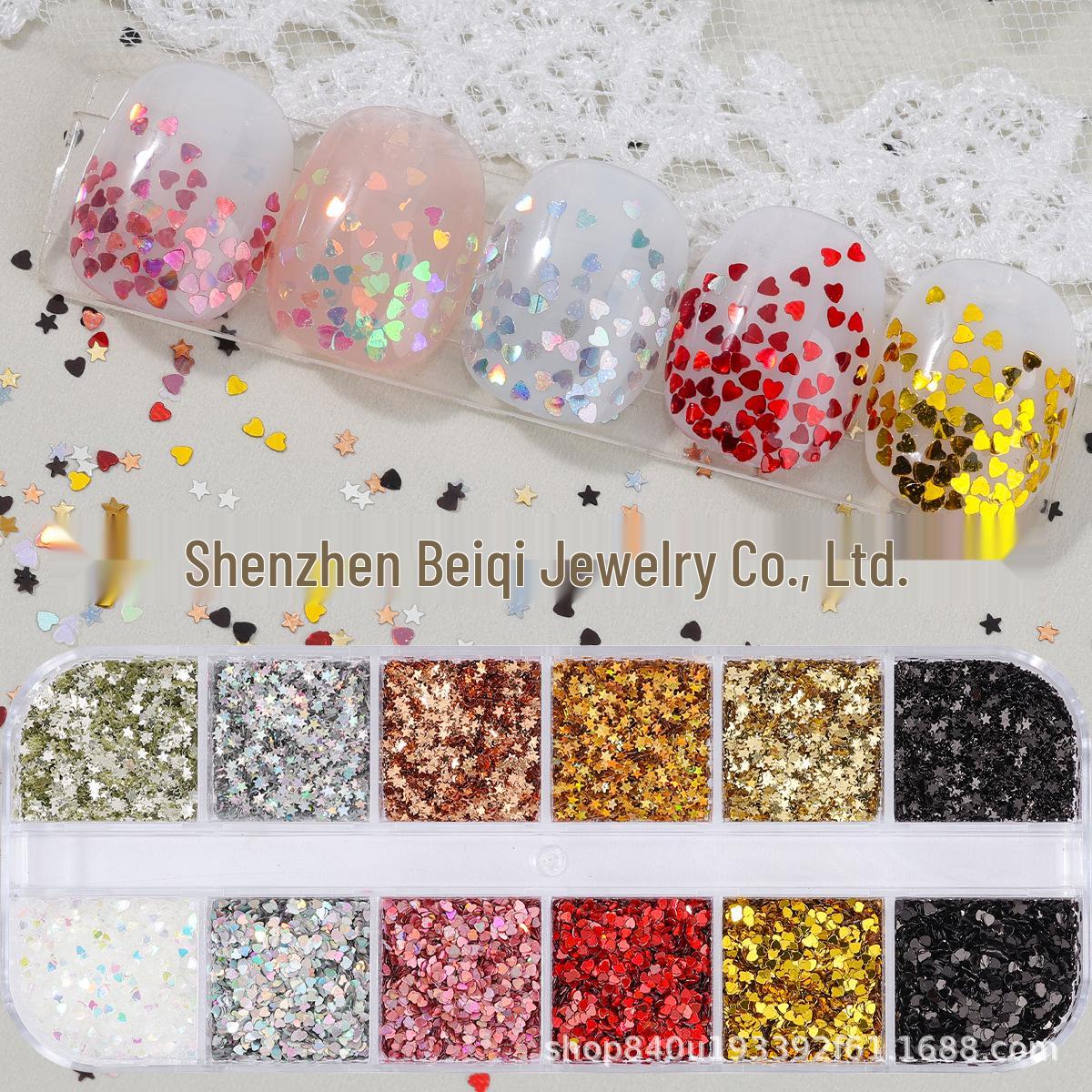 12-Color Laser Nail Art Sequins - Irregular Hearts & Stars
12-Color Laser Nail Art Sequins - Irregular Hearts & Stars