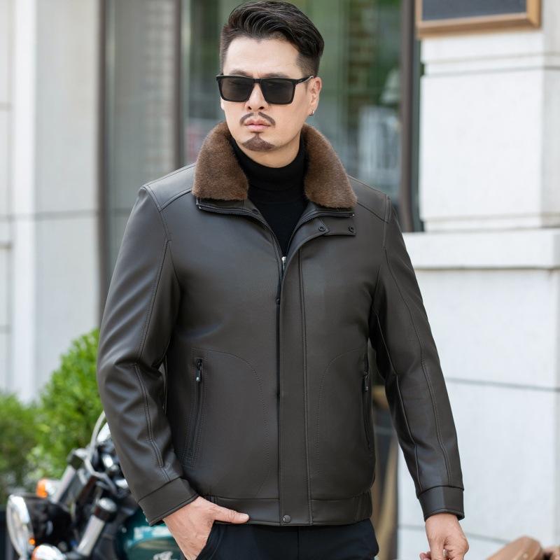 Мужская зимняя куртка из натуральной кожи с утолщенной бархатной подкладкой, куртка из овчины для пап среднего возраста, теплая куртка с лацканами 195
Мужская зимняя куртка из натуральной кожи с утолщенной бархатной подкладкой, куртка из овчины для пап среднего возраста, теплая куртка с лацканами 195