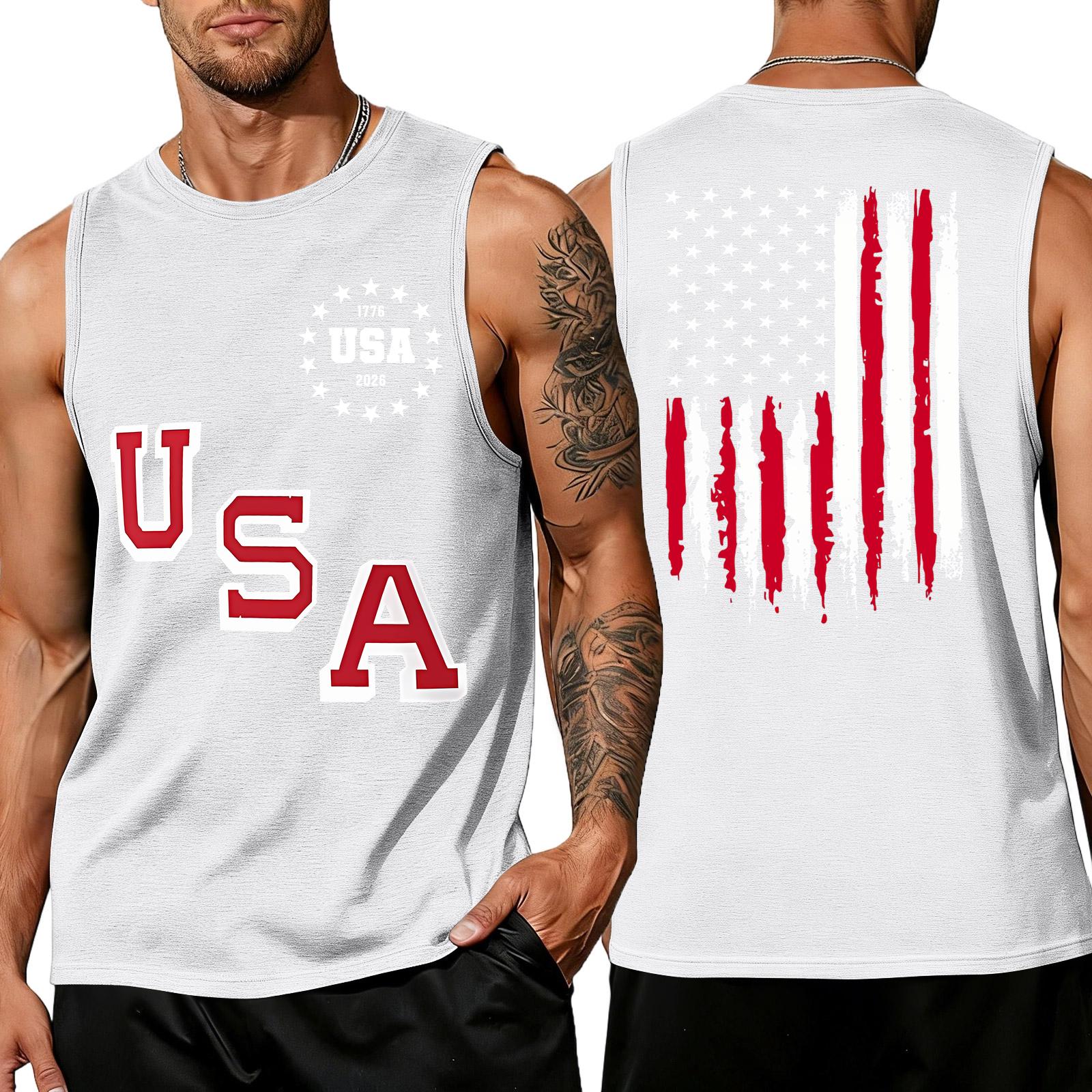 Men Sleeveless Tank Top USA Letter Print Crew Neck Pullover Muscle Fit Casual Sportswear 1776 Graphic Vest Shirt XL білий
Men Sleeveless Tank Top USA Letter Print Crew Neck Pullover Muscle Fit Casual Sportswear 1776 Graphic Vest Shirt XL білий