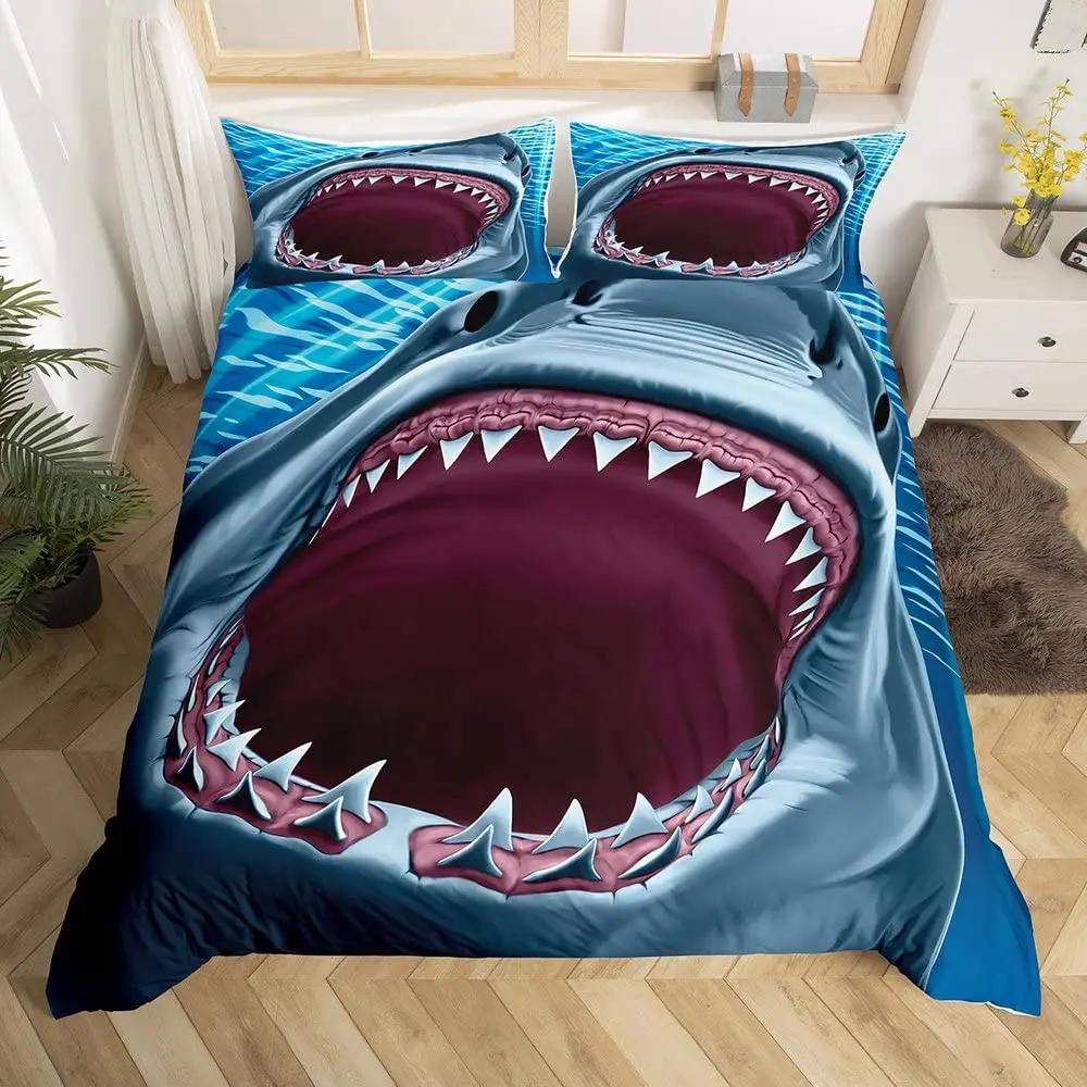 Carton Shark King Quen Soft Duvet Cover Blue Ocean Animal Theme Beding Set for Children Kids Young Boys Young Girls Sealife 2/3pcs Soft Warm Comforter 120*200cm Single
Carton Shark King Quen Soft Duvet Cover Blue Ocean Animal Theme Beding Set for Children Kids Young Boys Young Girls Sealife 2/3pcs Soft Warm Comforter 120*200cm Single