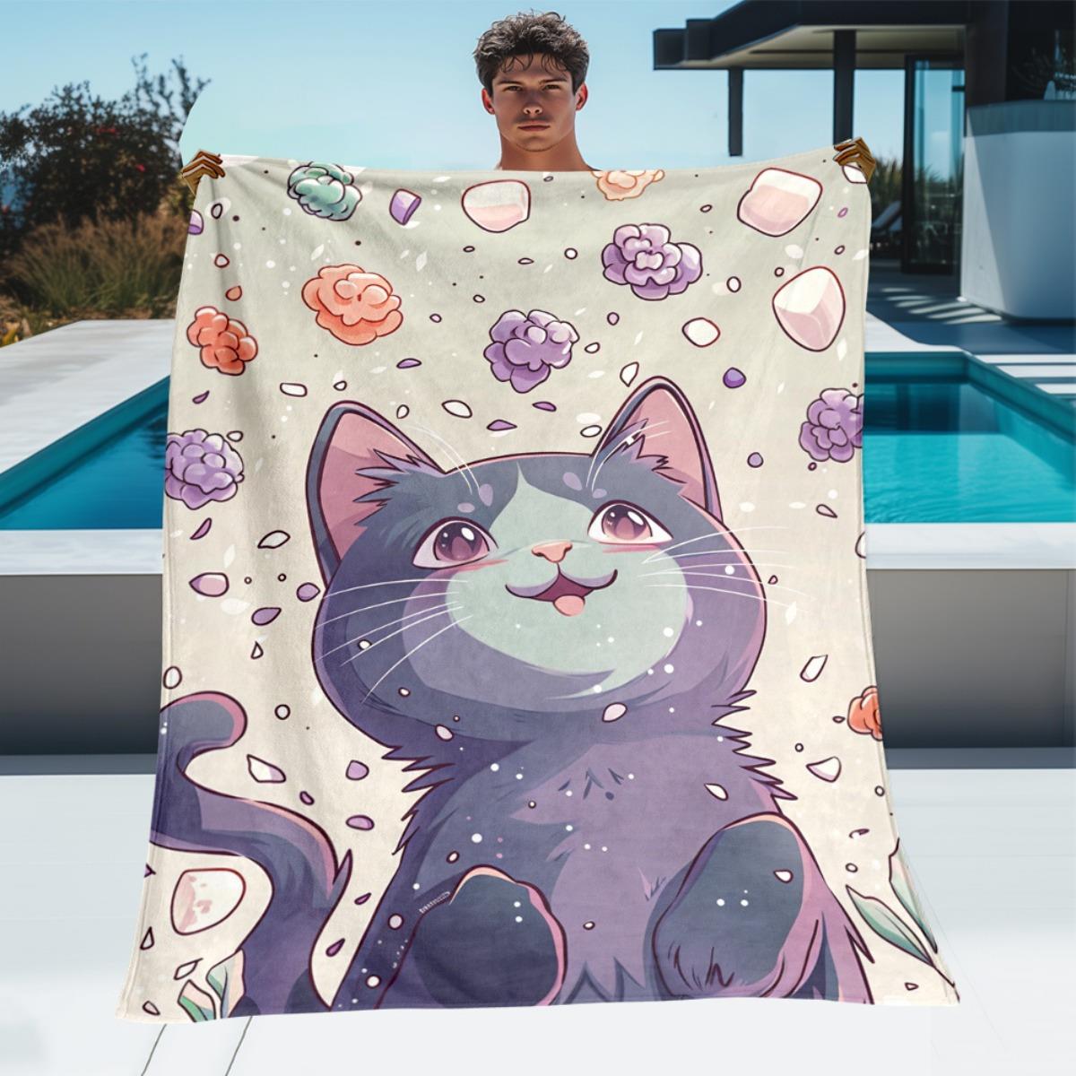 Cute little cat with floral pattern Flannel printed blanket suitable for all seasons suitable for living room office sofa travel 75x100cm
Cute little cat with floral pattern Flannel printed blanket suitable for all seasons suitable for living room office sofa travel 75x100cm