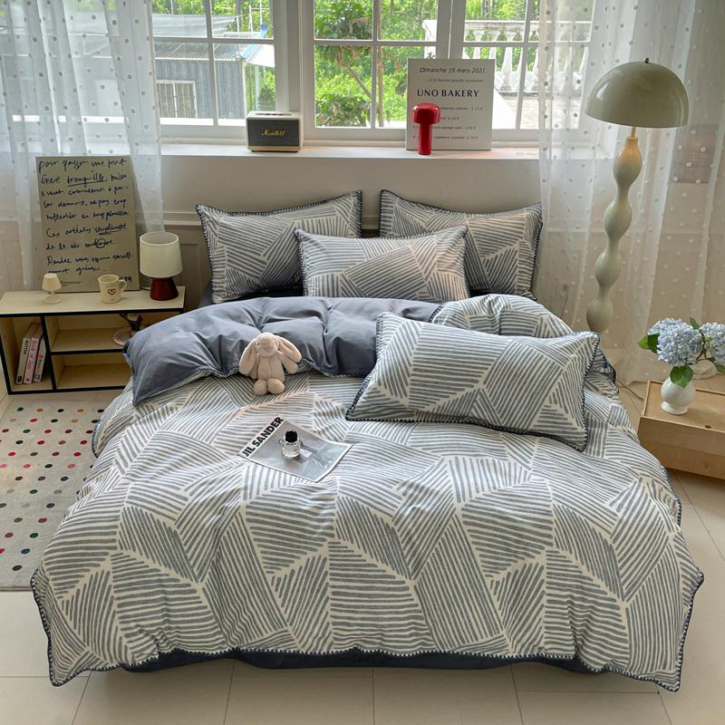 Thickened Cotton Bedding Set with Grinding Triangle Needle Design Ins Style - Quilt Cover Pillowcase And Sheet Set Flat Sheet&Full 200x230cm
Thickened Cotton Bedding Set with Grinding Triangle Needle Design Ins Style - Quilt Cover Pillowcase And Sheet Set Flat Sheet&Full 200x230cm