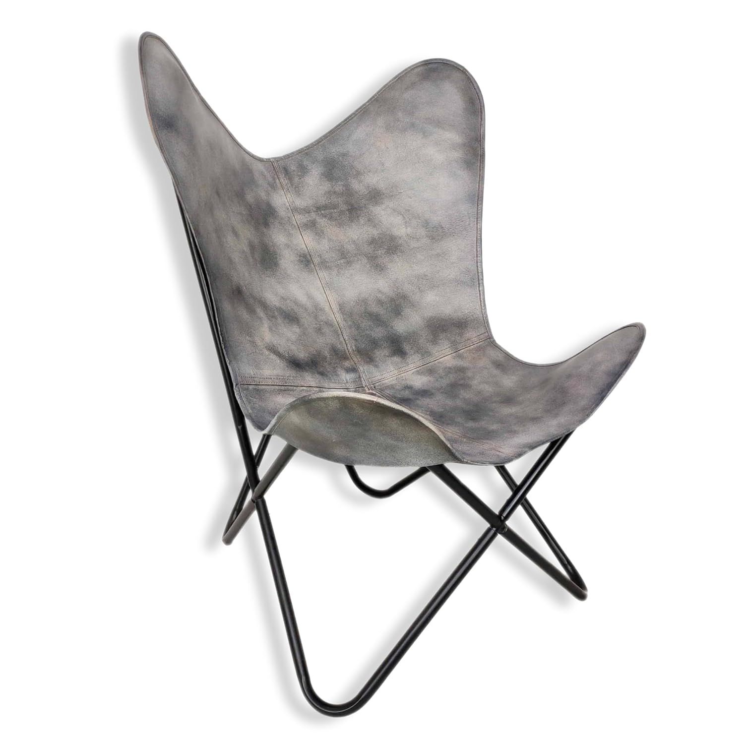 Gray Leather Butterfly Chair - Comfortable Arm Rest Relaxing Butterfly Chair - with Black Powder Coated Iron Stand
Gray Leather Butterfly Chair - Comfortable Arm Rest Relaxing Butterfly Chair - with Black Powder Coated Iron Stand