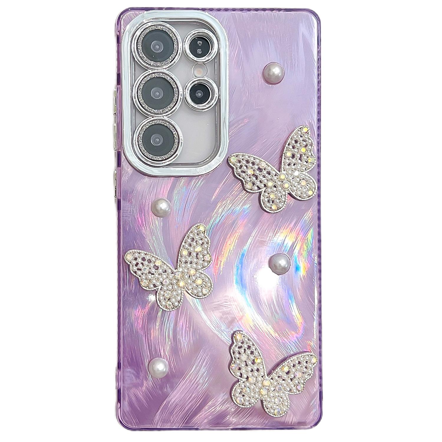 For Samsung Galaxy S25 Ultra Case Butterfly Pearl Decor IMD PC+TPU Phone Cover with Glass Lens Film Feather Yarn/Purple
For Samsung Galaxy S25 Ultra Case Butterfly Pearl Decor IMD PC+TPU Phone Cover with Glass Lens Film Feather Yarn/Purple
