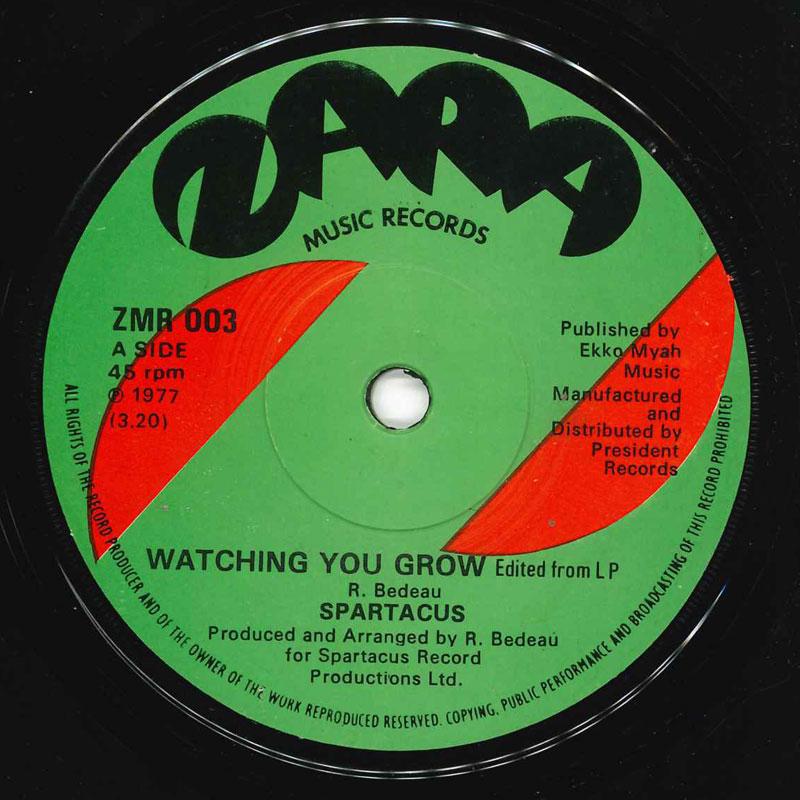 7inch Record SPARTACUS R Watching You Grow ZMR003 Zara Music Reco 1977 UK SoulFunk Used
7inch Record SPARTACUS R Watching You Grow ZMR003 Zara Music Reco 1977 UK SoulFunk Used