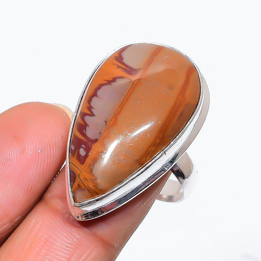Кольцо ручной работы из стерлингового серебра 925 пробы с натуральным драгоценным камнем Норина Джаспер, размер 8 z3D48