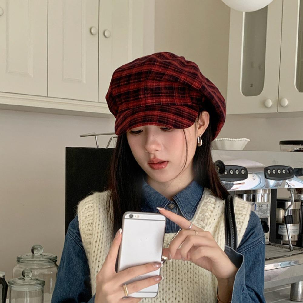 Thin Plaid Cloud Cap Polyester Women Octagonal Hat Painter Hat Grid Beret Cap School сірий
Thin Plaid Cloud Cap Polyester Women Octagonal Hat Painter Hat Grid Beret Cap School сірий