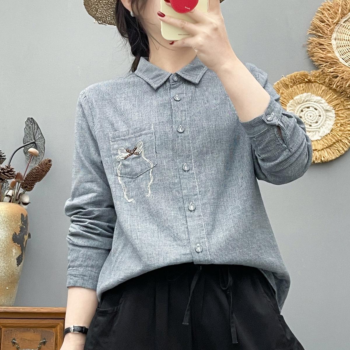 Artistic Houndstooth Embroidered Cotton Gauze Long Sleeve Shirt - 2026 Spring Collection Large світло-сірий колір
Artistic Houndstooth Embroidered Cotton Gauze Long Sleeve Shirt - 2026 Spring Collection Large світло-сірий колір