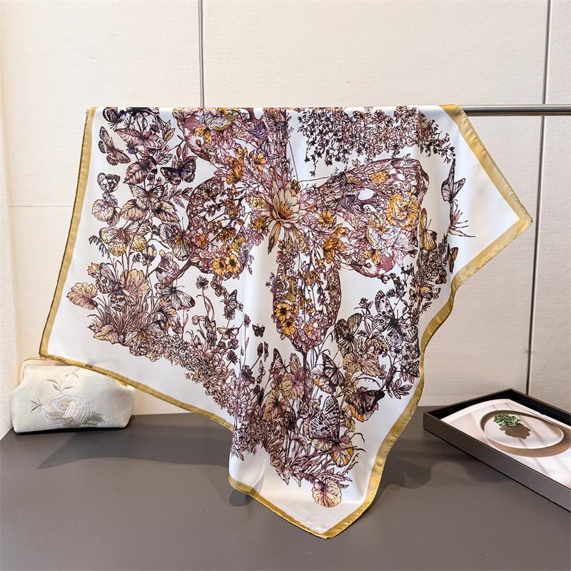 70Cm Vintage Square Silk Scarf Soft Satin Shawl Floral Butterfly Print Bandana for Women Neck Scarves Hairband for Trip and Gift 70X70CM
70Cm Vintage Square Silk Scarf Soft Satin Shawl Floral Butterfly Print Bandana for Women Neck Scarves Hairband for Trip and Gift 70X70CM