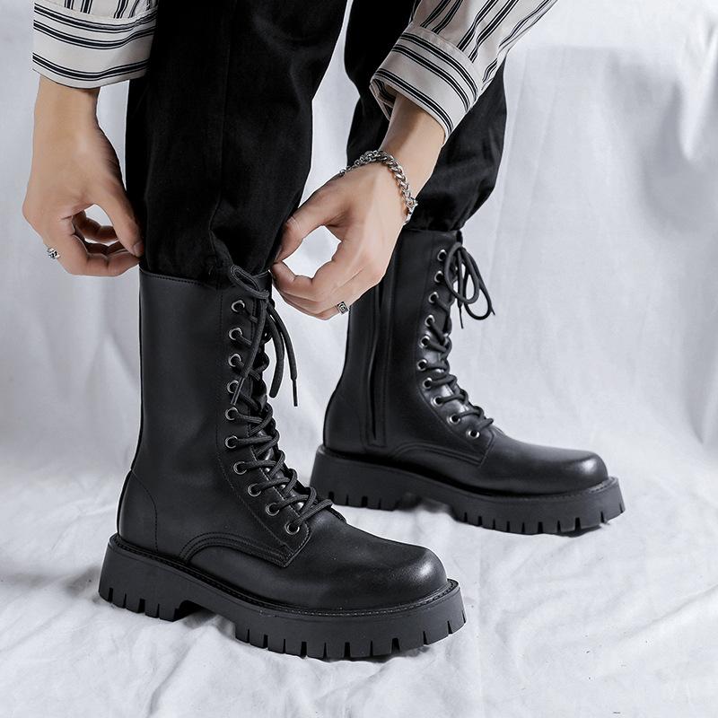 Martin boots men s spring and autumn black high-top British style thick-soled heightening casual side zipper tooling boots leather shoes 38
Martin boots men s spring and autumn black high-top British style thick-soled heightening casual side zipper tooling boots leather shoes 38